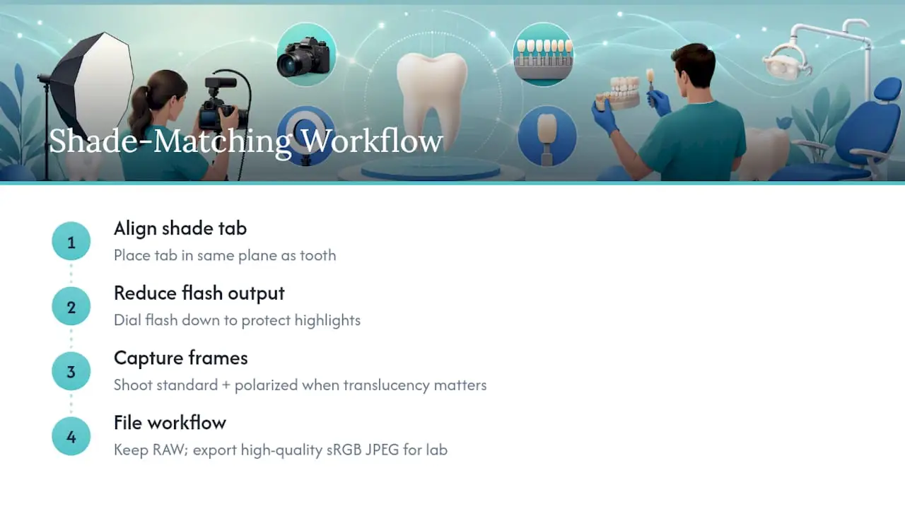 Four-step dental shade photography workflow