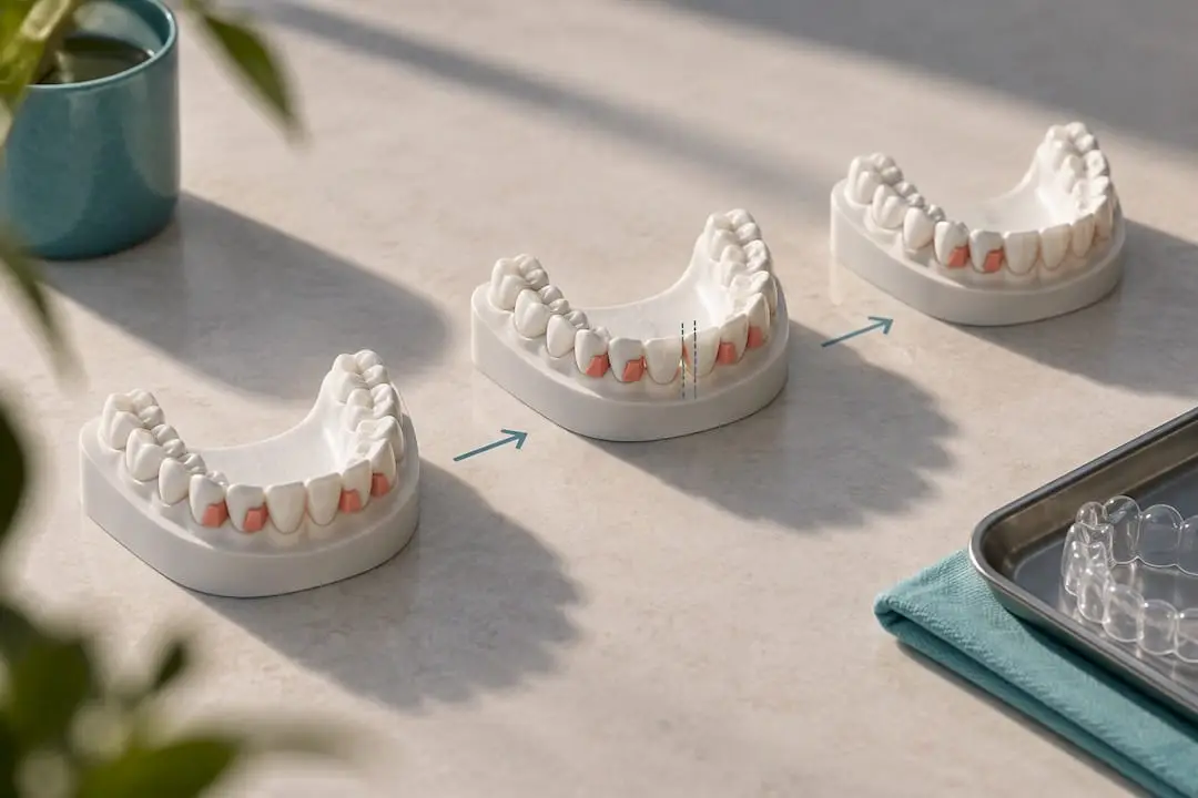Illustration of staged aligner tooth movement