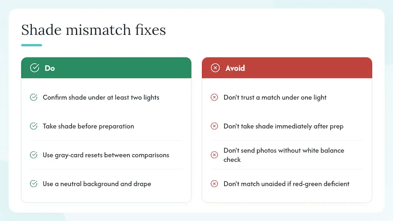 What causes shade mismatches, and how do you fix them? — overview diagram